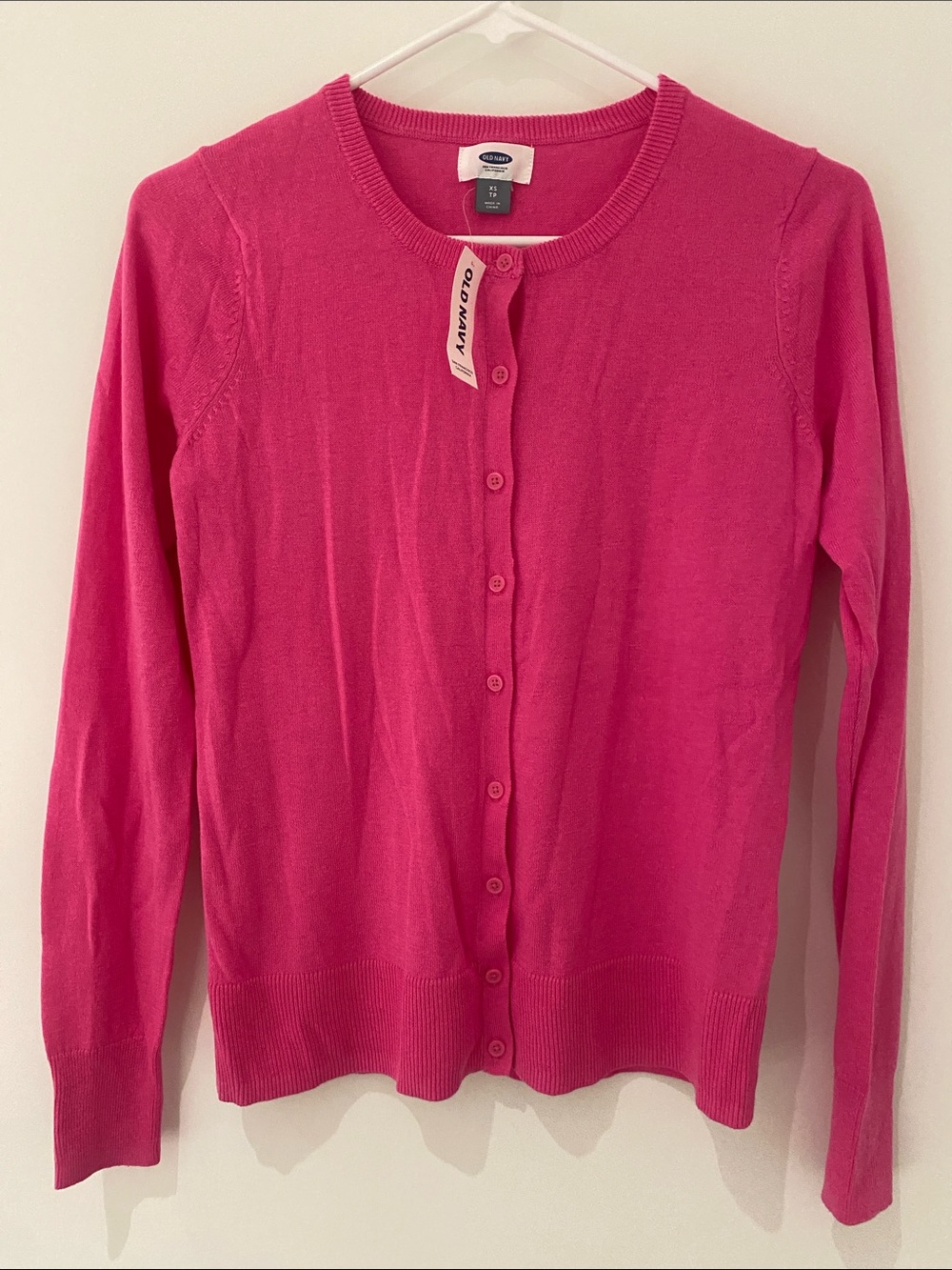NWT Old Navy Women’s Hot Pink Crewneck Button Down Cardigan Sweater Size XS